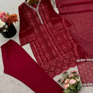 Georgett Top-Bottom And Dupatta Set