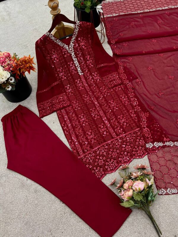 Georgett Top-Bottom And Dupatta Set